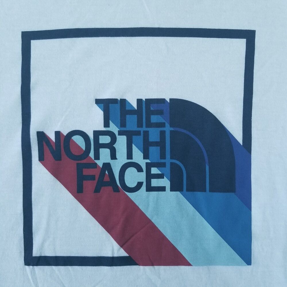 North Face TShirt Womens Size Large Logo USA Flag America White Red Blue - Picture 2 of 10